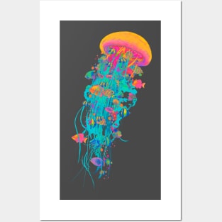 Neon Jellyfish Posters and Art